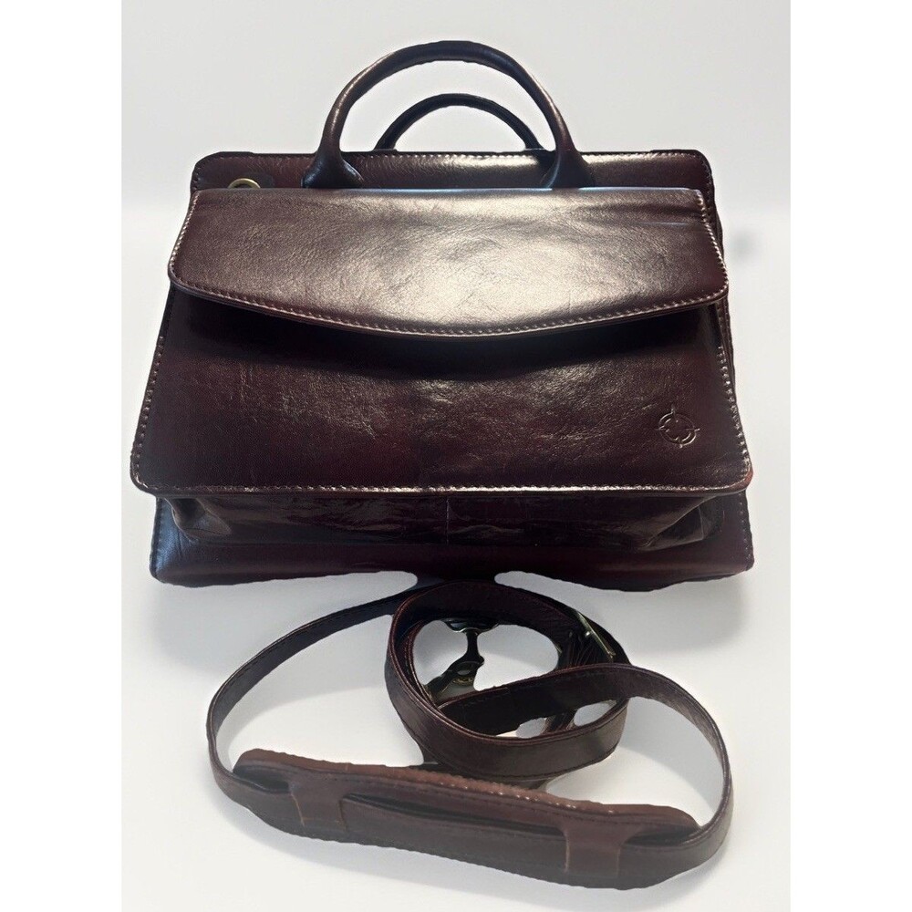 Vintage FranklinCovey Full Grain Leather Planner Briefcase Organizer Brown